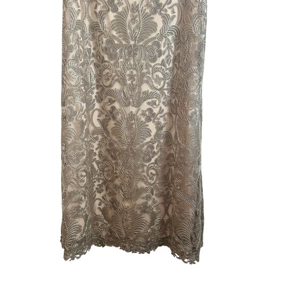 TADASHI SHOJI Off Shoulder Metallic Corded Embroidery Gown Maxi Dress 12 - Picture 6 of 9